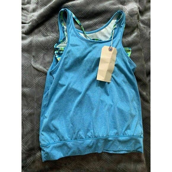 Layer 8 Womens New Blue Scoop Neck Athletic Tank Top Medium - Picture 4 of 4